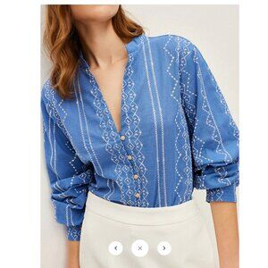 Zara Blue Geometric Blouse